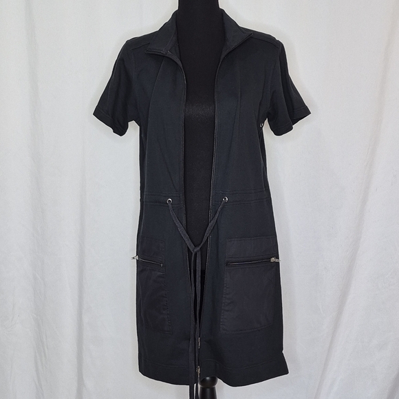 Jordan Taylor 100% Cotton Full Zip Cinch Waist Zip Pocket Coverup Dress - Size M - Picture 6 of 10